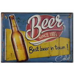 Plaque murale métal relief Bière - Alcool - Pub - 40 x 30 cm