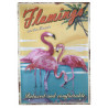 Plaque murale métal relief Flamant rose - oiseau exotique - 40 x 30 cm