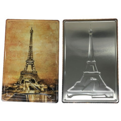 Plaque murale métal relief Tour Eiffel - Paris - France - vintage - 30 x 20 cm