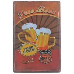 Plaque murale métal relief Bière - Alcool - Boisson - Pub - 30 x 20 cm