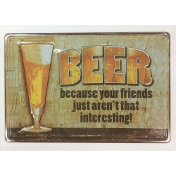 Plaque murale métal relief Bière - Alcool - Boisson - Pub - 30 x 20 cm