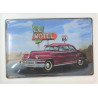 Plaque murale métal relief Voiture - Route 66 - vintage - 30 x 20 cm