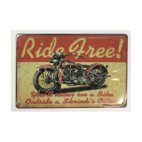 Plaque murale métal relief Moto - vintage - 30 x 20 cm