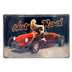 Plaque murale métal relief Voiture - Pin up - vintage - 30 x 20 cm