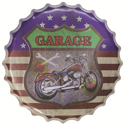 Décoration murale métal Capsule Moto - Garage - vintage - 40 cm