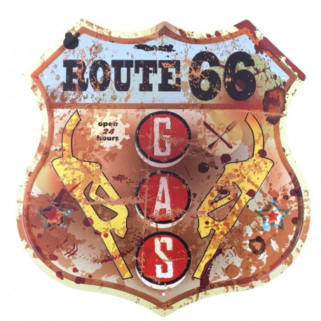 Décoration murale métal Route 66 - Garage - vintage - 30 cm