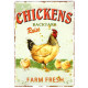 Plaque murale métal relief Poulets - Poule et poussins - pub Ferme - vintage - 40 x 30 cm