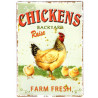 Plaque murale métal relief Poulets - Poule et poussins - pub Ferme - vintage - 40 x 30 cm