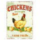 Plaque murale métal relief Poulets - Poule et poussins - pub Ferme - vintage - 40 x 30 cm