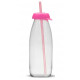 Bouteille en verre couleur 500 ml + paille