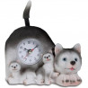 Horloge figurine chien Husky 2 bébés