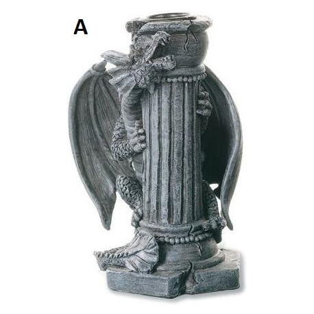 Bougeoir colonne gothique figurine Dragon