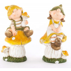 Statuette Garçon ou Fille sur champignon - 28,5 cm