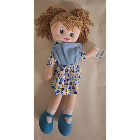 Poupée en tissu avec couettes - 40 cm - Orange Bleue Rose ou Verte