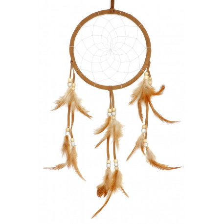 Capteur de rêves avec plumes 16 cm - bleu marron noir ou beige