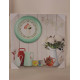 Cadre toile Fleurs dans pot et Horloge - 40 x 40 cm
