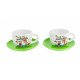 Lot de 2 Tasses 200 ml + soucoupes Hibou en céramique