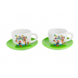 Lot de 2 Tasses + soucoupes Hibou en céramique