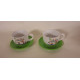 Lot de 2 Tasses + soucoupes Hibou en céramique