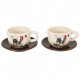 Lot de 2 Tasses + soucoupes Coq en céramique