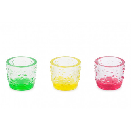 Lot de 3 Verres relief avec fond coloré