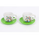 Lot de 2 Tasses + soucoupes Hibou en céramique