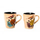 Lot de 2 Tasses + soucoupes oiseau en céramique