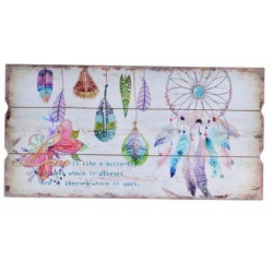 Tableau bois Attrape rêves - capteur de rêves - 60 x 30 cm