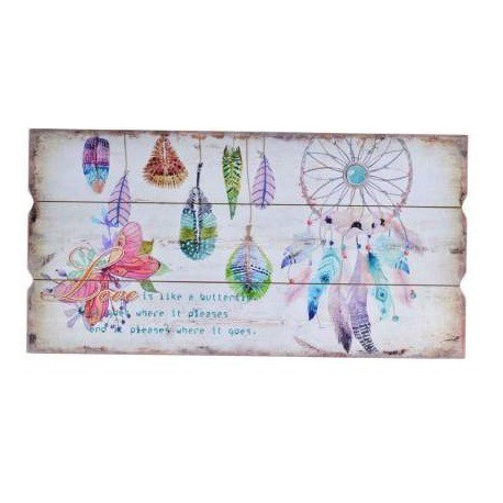 Tableau bois Attrape rêves - capteur de rêves - 60 x 30 cm