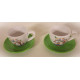 Lot de 2 Tasses + soucoupes Hibou en céramique