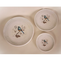 Set de 3 Plateaux céramique décor Oiseau