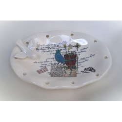 Porte savon Oiseau en céramique