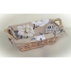 Panier osier rectangulaire Fleur Bleue