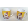 Set de 2 Mugs Chat en porcelaine dans boîte métal