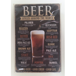 Plaque murale métal Bière - Alcool - Pub - 30 x 20 cm
