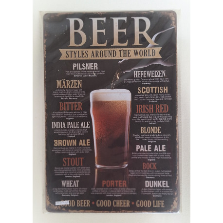 Plaque murale métal Bière - Alcool - Pub - 30 x 20 cm