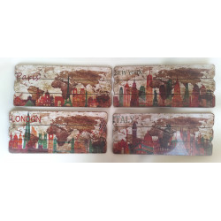 Cadre en bois Ville Italy London Paris New York - 34,5 cm