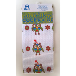 Torchon de cuisine Hibou en coton