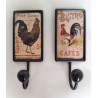Lot de 2 Porte Manteaux muraux Coq
