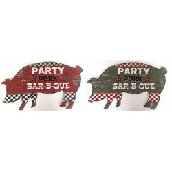 Décoration murale bois cuisine forme Cochon - Pub Barbecue - 51 x 30 cm