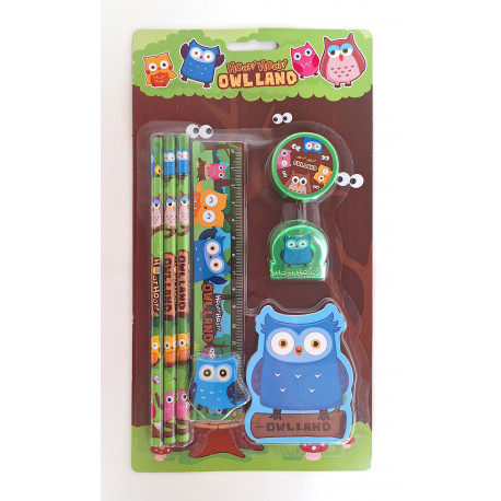 Set papeterie Hibou 8 pièces