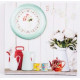 Cadre toile Fleurs dans pot et Horloge - 40 x 40 cm