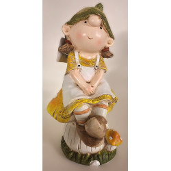 Statuette Fille sur champignon - 28,5 cm