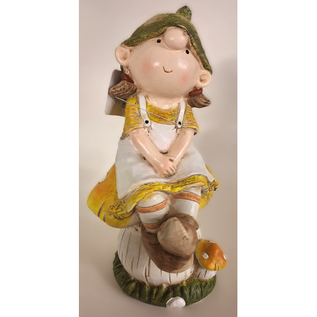 Statuette Fille sur champignon - 28,5 cm
