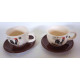 Lot de 2 Tasses + soucoupes Coq en céramique