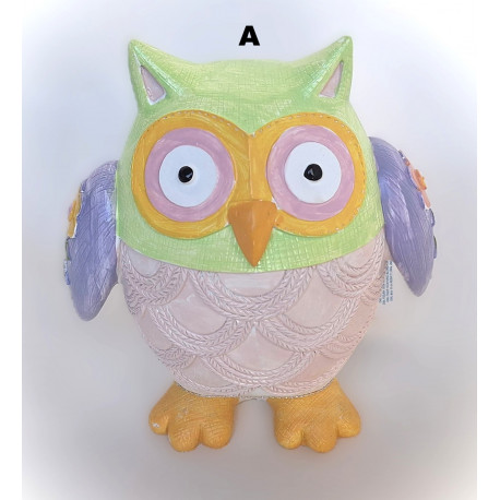 Tirelire figurine Hibou fleur - 15 cm