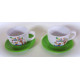 Lot de 2 Tasses 200 ml + soucoupes Hibou en céramique