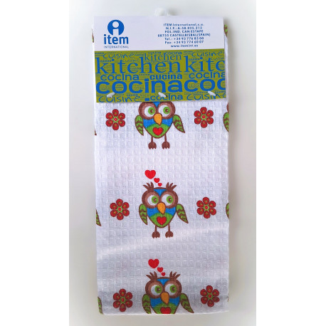 Torchon de cuisine Hibou en coton