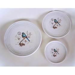 Set de 3 Plateaux céramique décor Oiseau