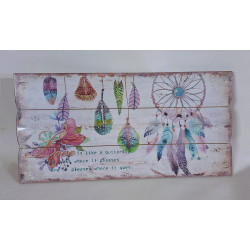 Tableau bois Attrape rêves - capteur de rêves - 60 x 30 cm